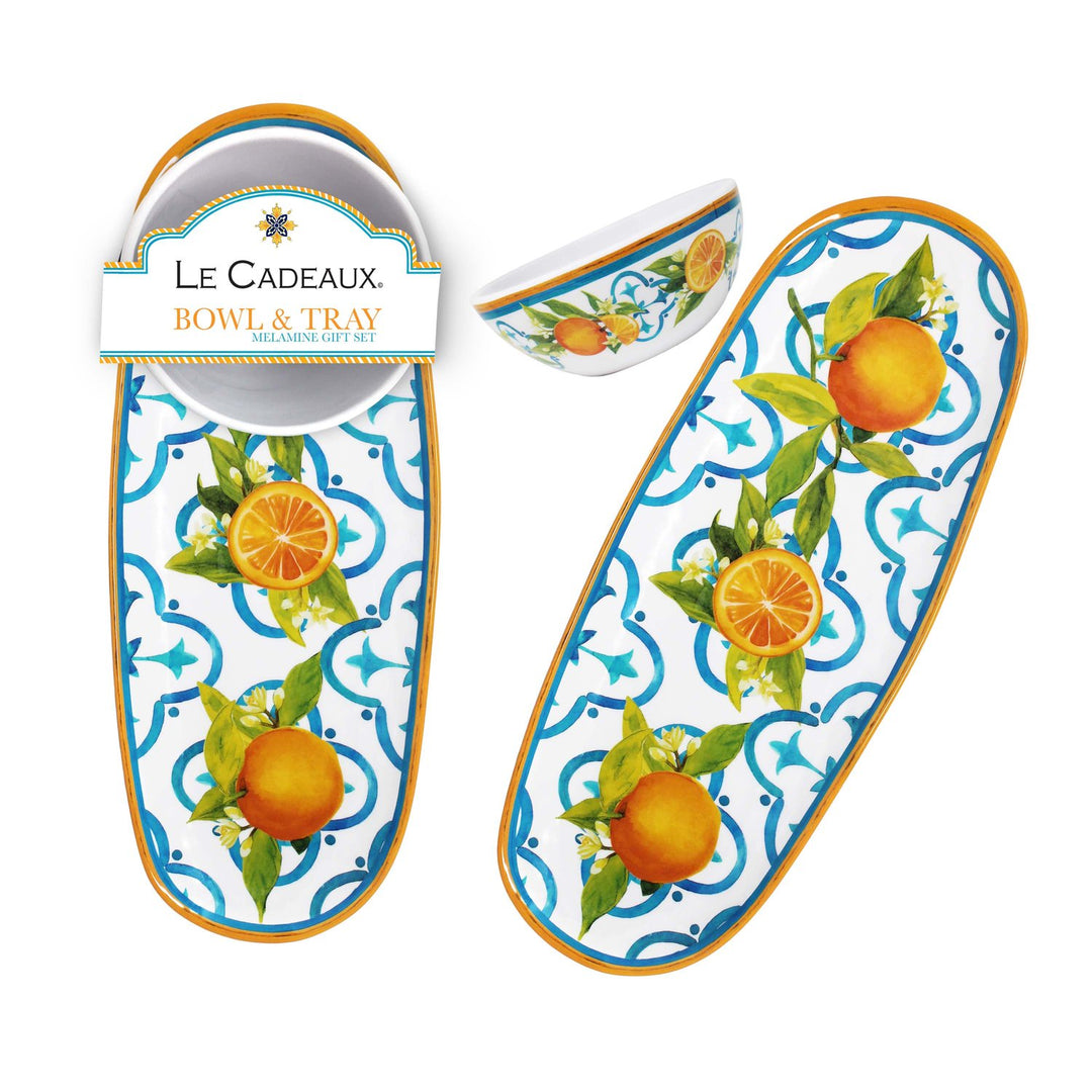 Le Cadeaux Melamine Oval Tray and Bowl Set