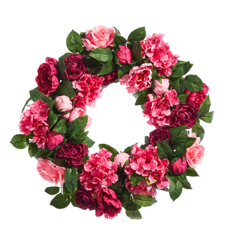 Peony, Rose, and Hydrangea Wreath