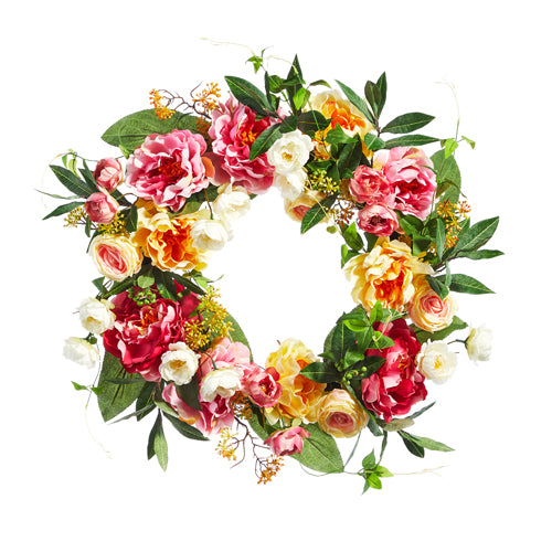 Wild Rose and Mixed Greenery Wreath