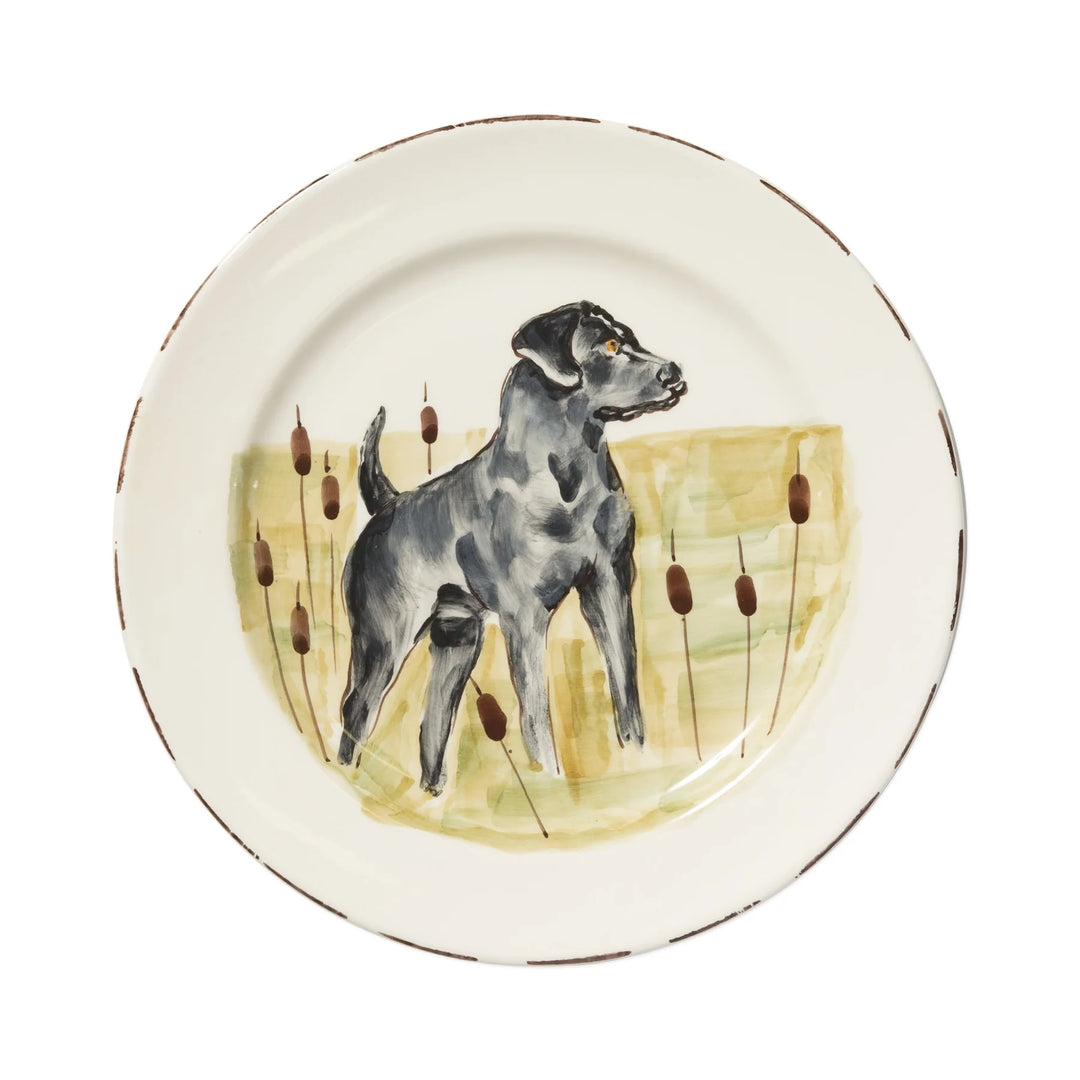 Vietri - Wildlife Black Hunting Dog Dinner Plate