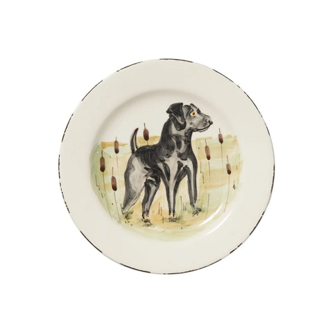 Vietri - Wildlife Black Hunting Dog Salad Plate