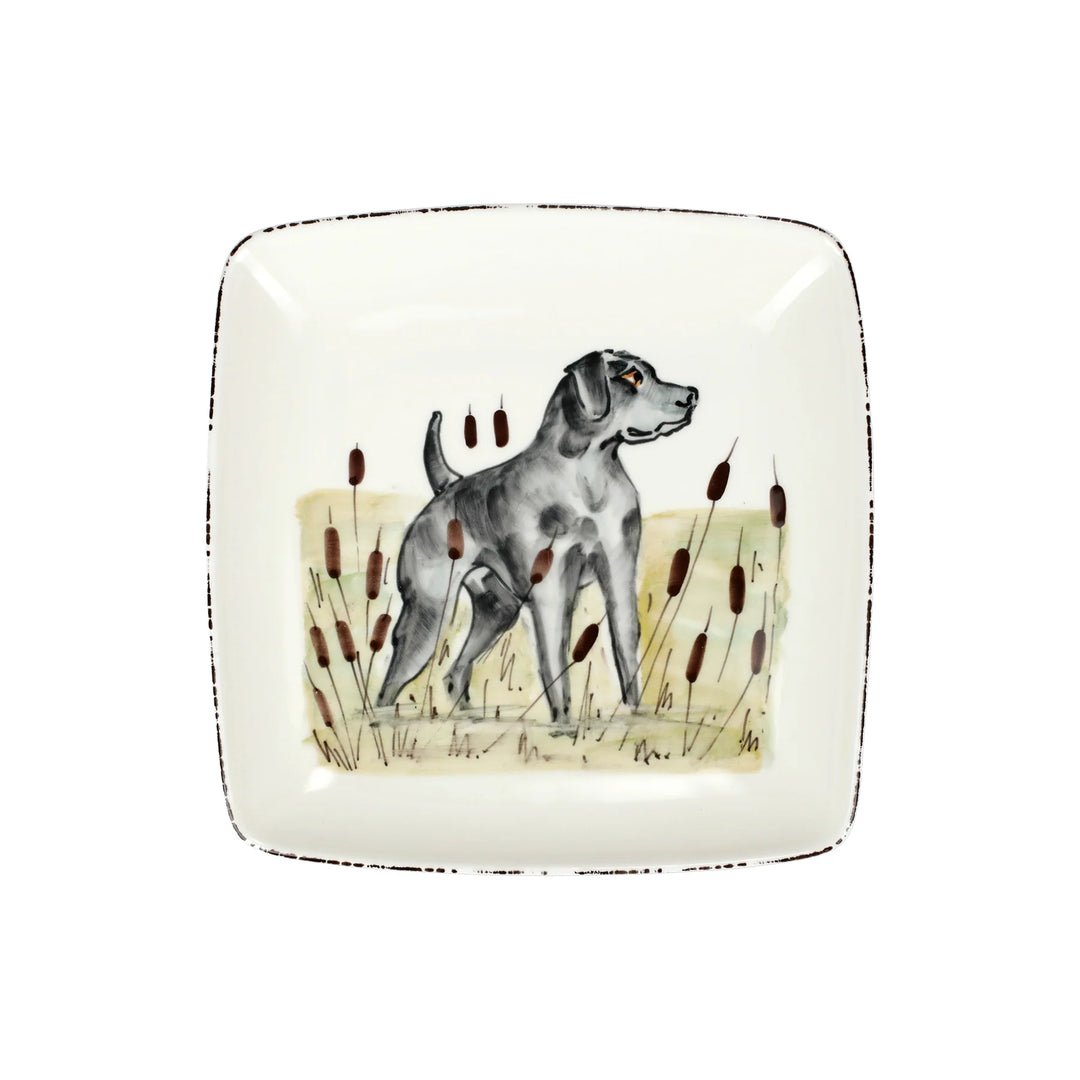 Vietri - Wildlife Black Hunting Dog Square Platter
