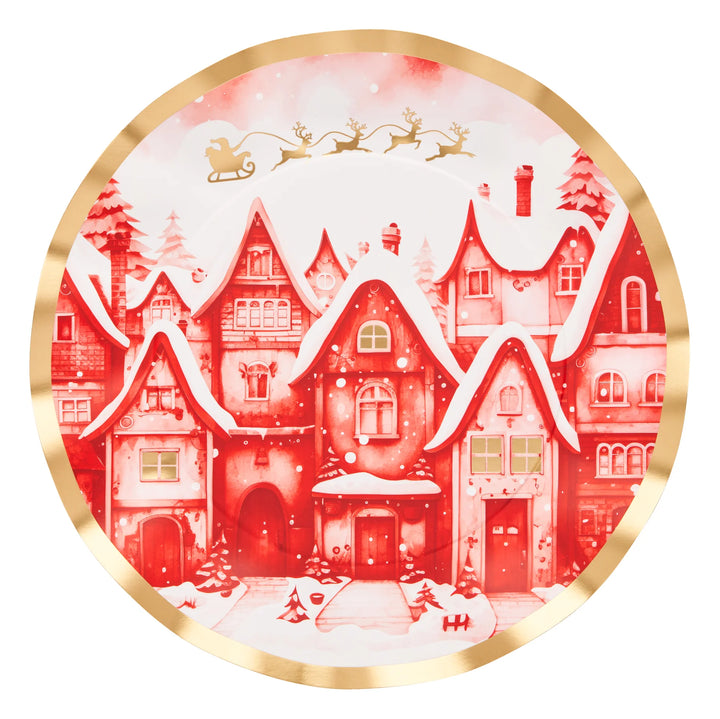 Sophistiplate Christmas Village Wavy Paper Plates