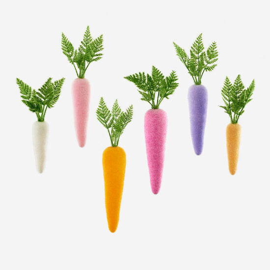Flocked Multicolored Carrots - Assorted