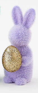 Flocked Bunny with Gold Egg