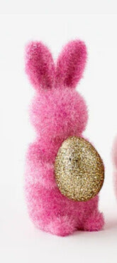 Flocked Bunny with Gold Egg