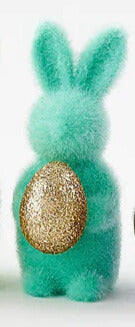 Flocked Bunny with Gold Egg