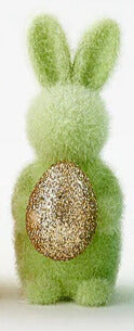 Flocked Bunny with Gold Egg