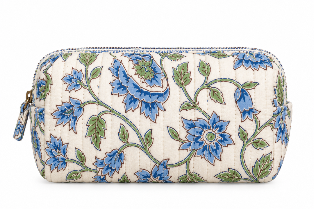 White Quilted Cosmetic Bag
