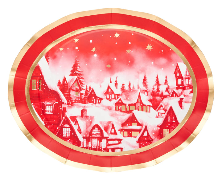 Sophistiplate Christmas Village Wavy Paper Plates