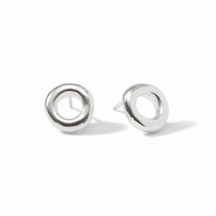 Julie Vos Silver Wave Circle Stud Earring
