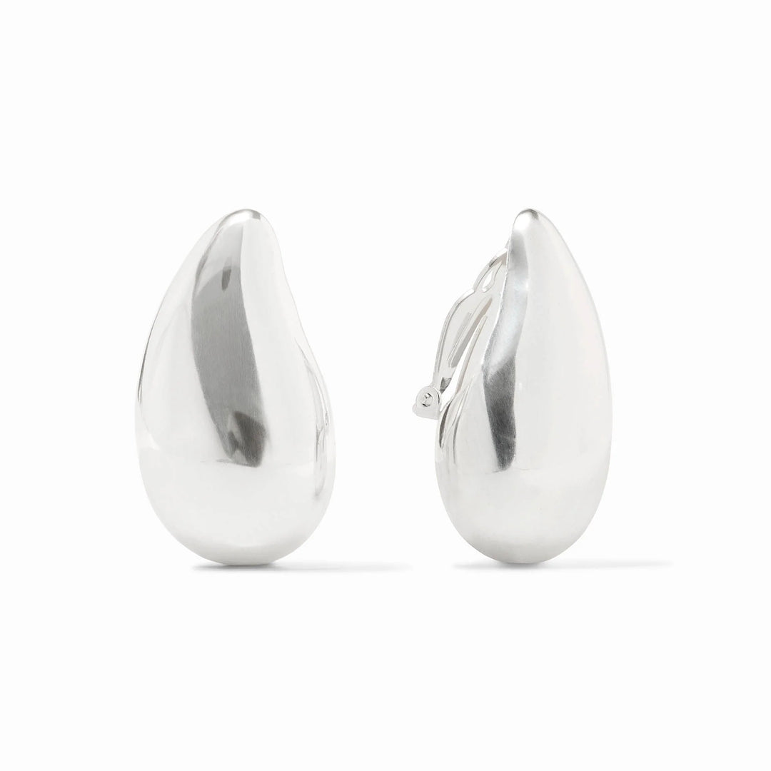 Silver Wave Clip On Earring