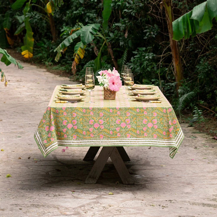 Pomegranate Cactus Flower Fern & Flamingo Tablecloth