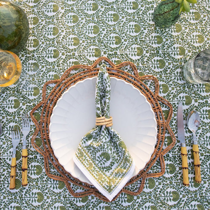 Pomegranate Caroline Green Floral Dinner Napkin