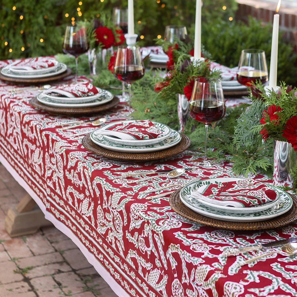 Pomegranate Climbing Dahlia Cranberry Tablecloth