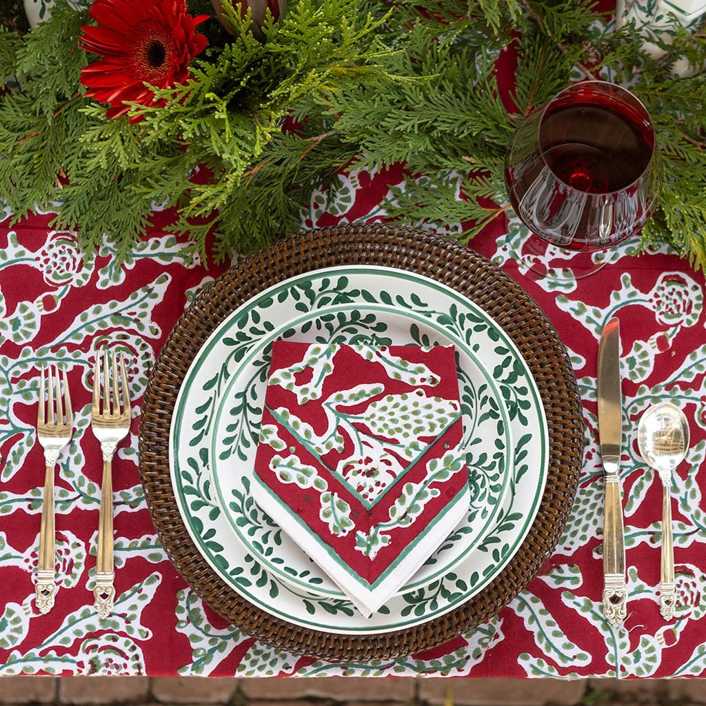Pomegranate Climbing Dahlia Cranberry Dinner Napkin