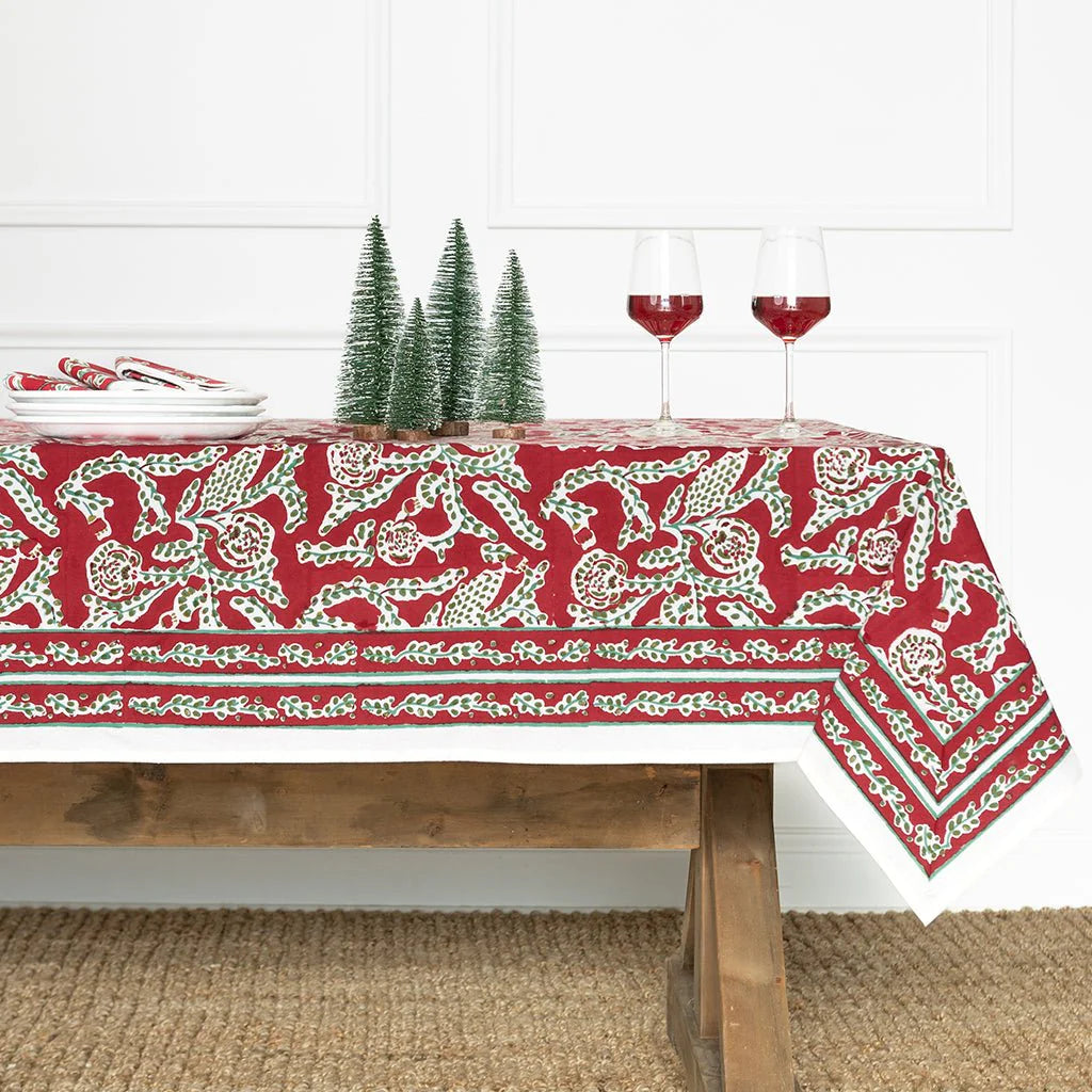 Pomegranate Climbing Dahlia Cranberry Tablecloth