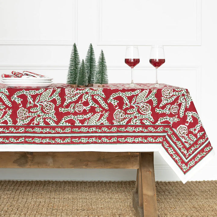 Pomegranate Climbing Dahlia Cranberry Tablecloth