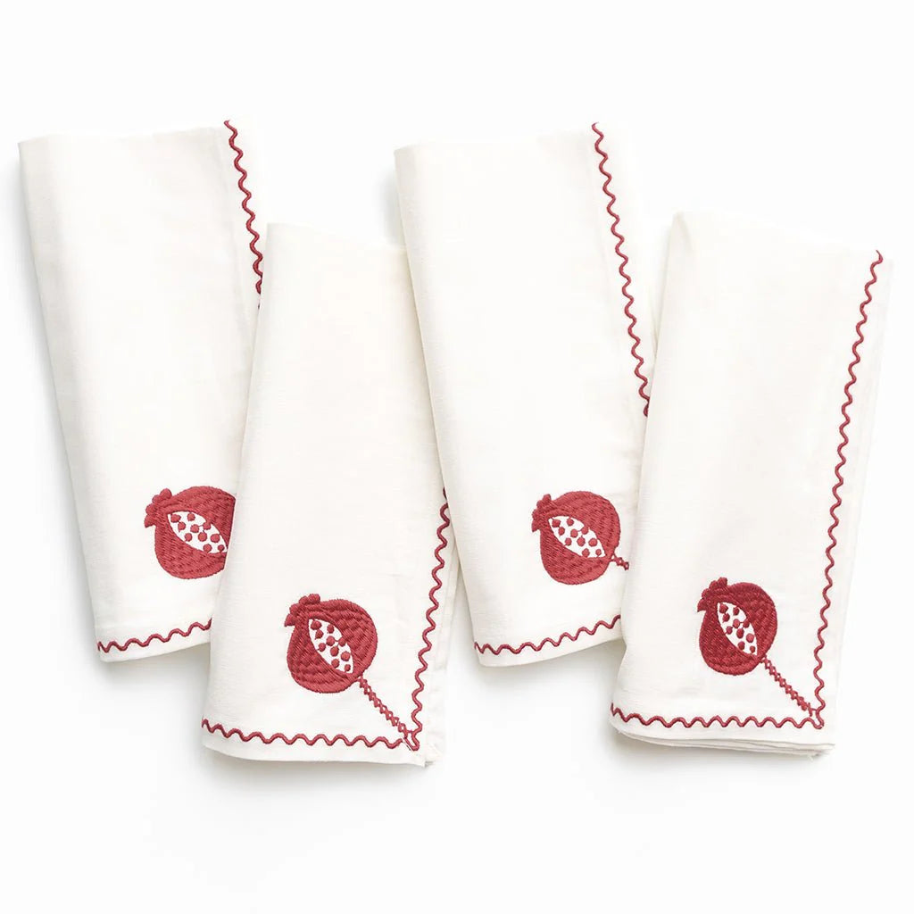 Pomegranate Crewel Burgundy Napkin