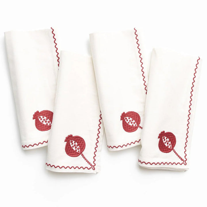 Pomegranate Crewel Burgundy Napkin