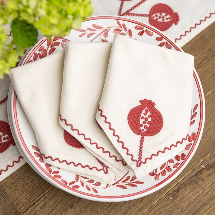 Pomegranate Crewel Burgundy Napkin