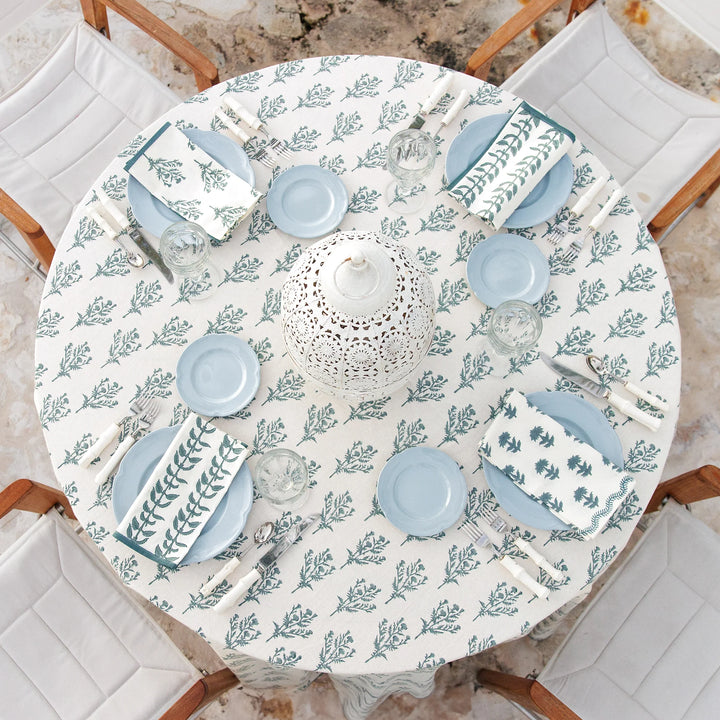 Pomegranate India Hicks Home Thistle Dusty Sky Tablecloth