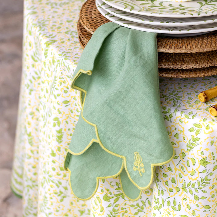Pomegranate Scalloped Buti Forest Shade Napkin
