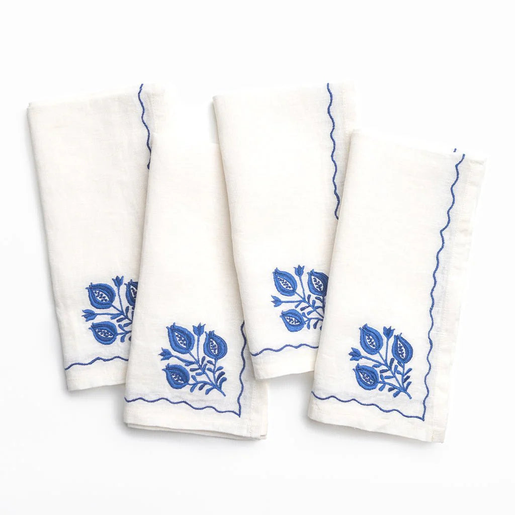Pomegranate Trio Cobalt Linen Napkin