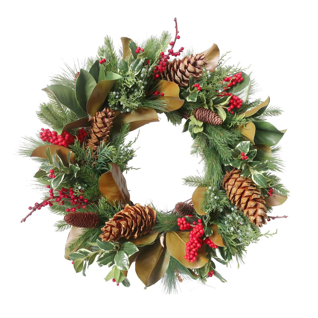 26" Holly Mix Pine Wreath