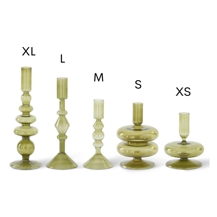 Green Transparent Glass Taper Candleholder