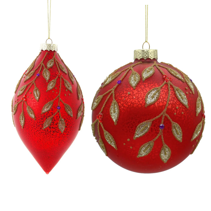 Winward Red and Gold Textured Foliage Ornament