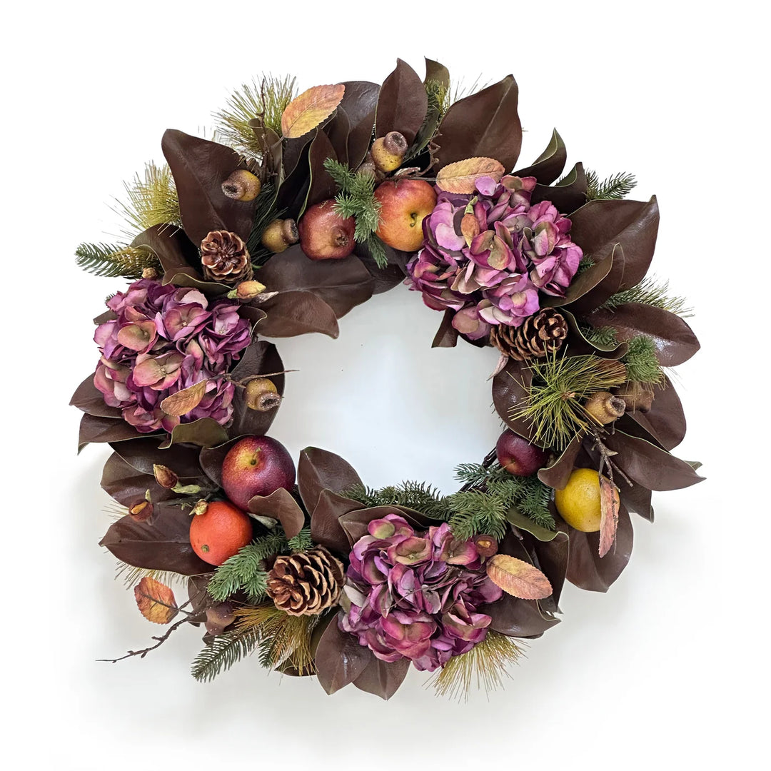 Winward Hydrangea Magnolia Leaf Wreath