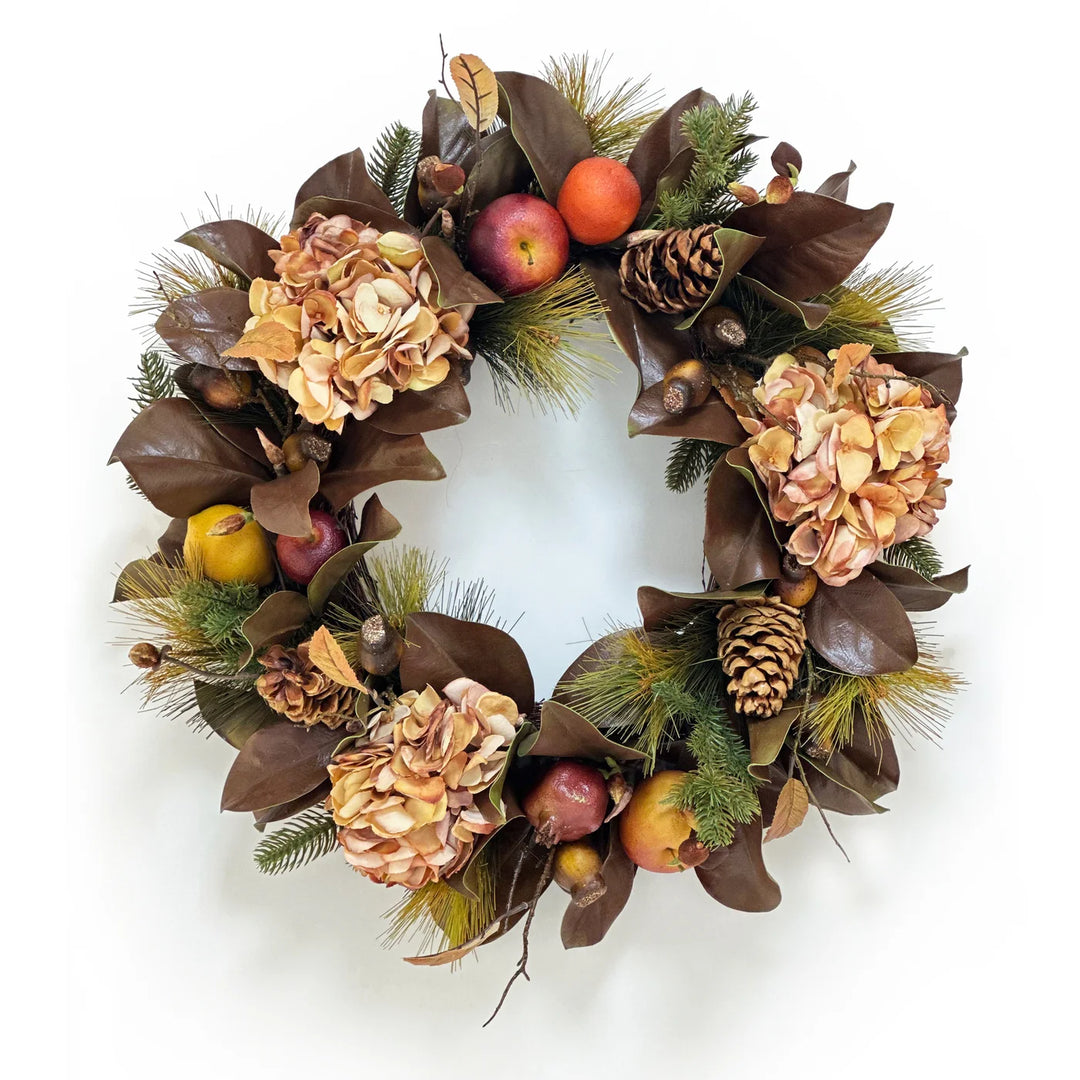 Winward Hydrangea Magnolia Leaf Wreath