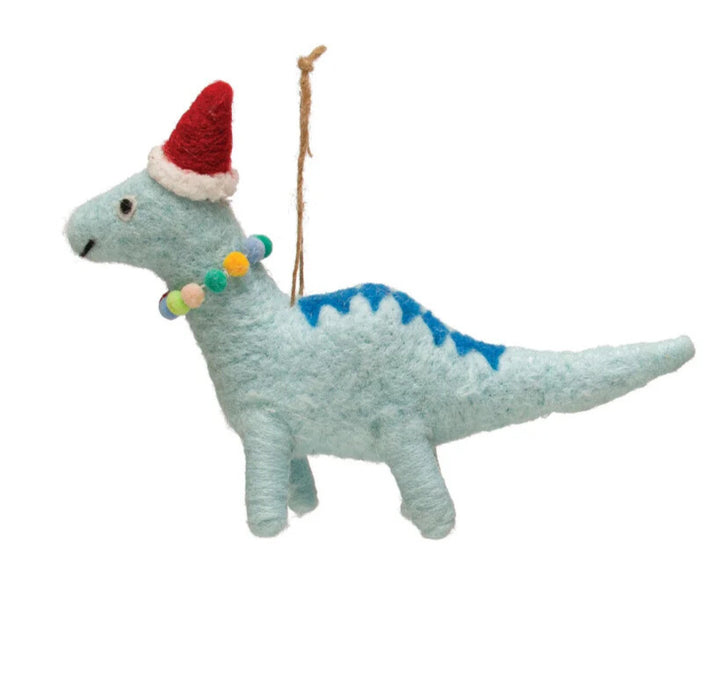 5"H Wool Felt Dinosaur Ornament with Seasonal Accessories