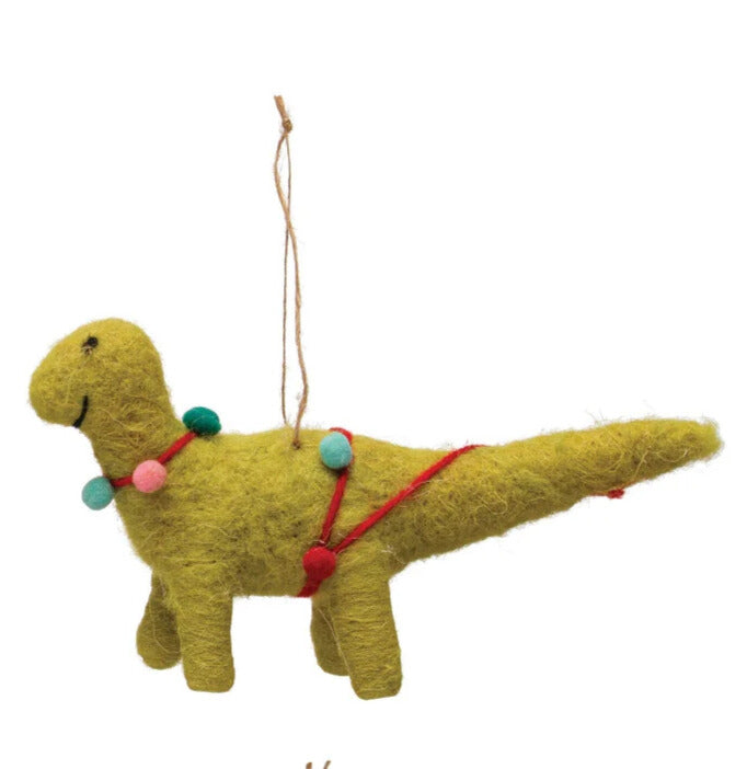 5"H Wool Felt Dinosaur Ornament with Seasonal Accessories