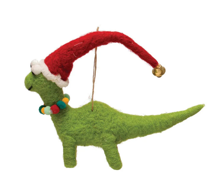 5"H Wool Felt Dinosaur Ornament with Seasonal Accessories