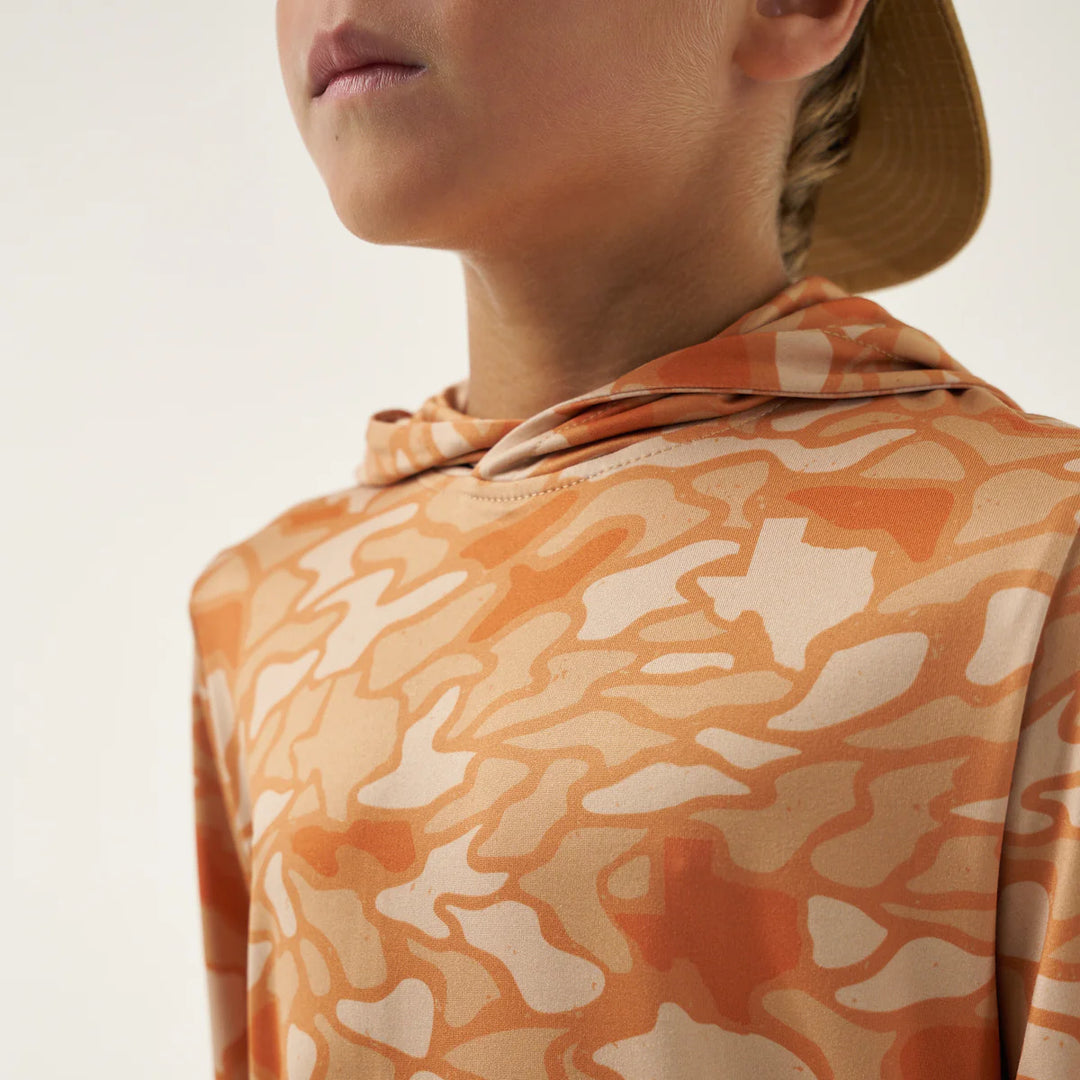 Burlebo Kid's Orange Texas Camo Performance Hoodie