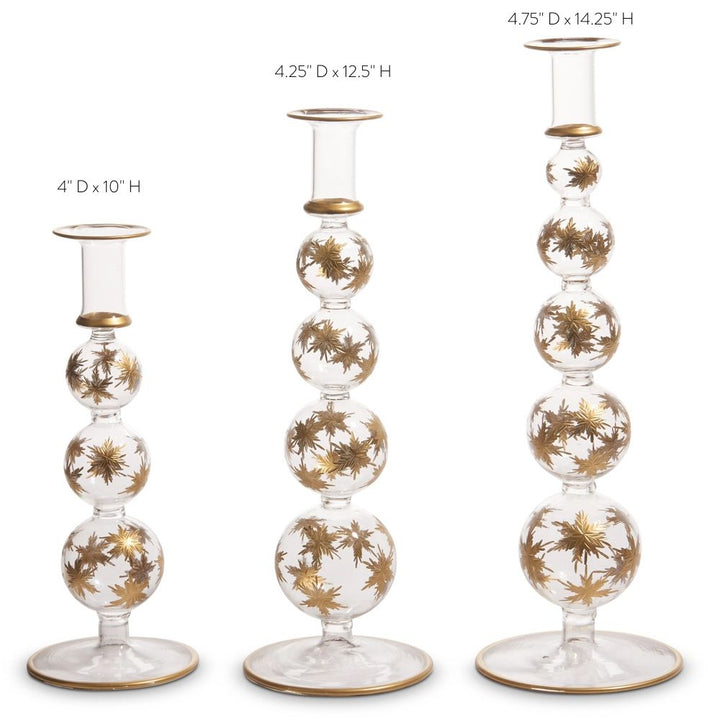 Gold Etched Snowflake Candlestick