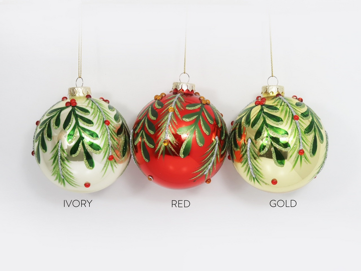 Glass Mistletoe Ball Ornament