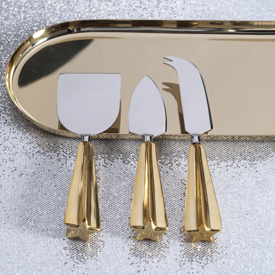 Silver & Gold Cheese Knife Set