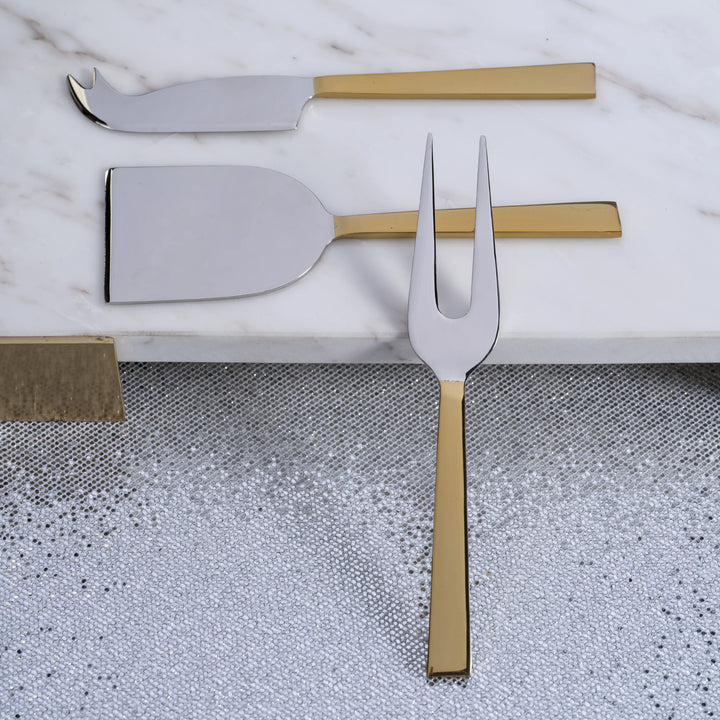Polished Nickel and Gold Cheese Knife Set