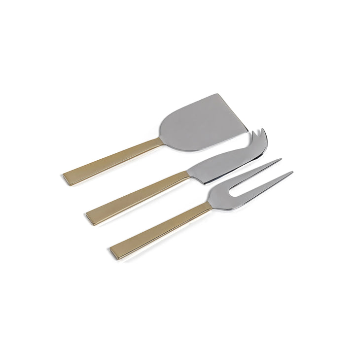 Polished Nickel and Gold Cheese Knife Set