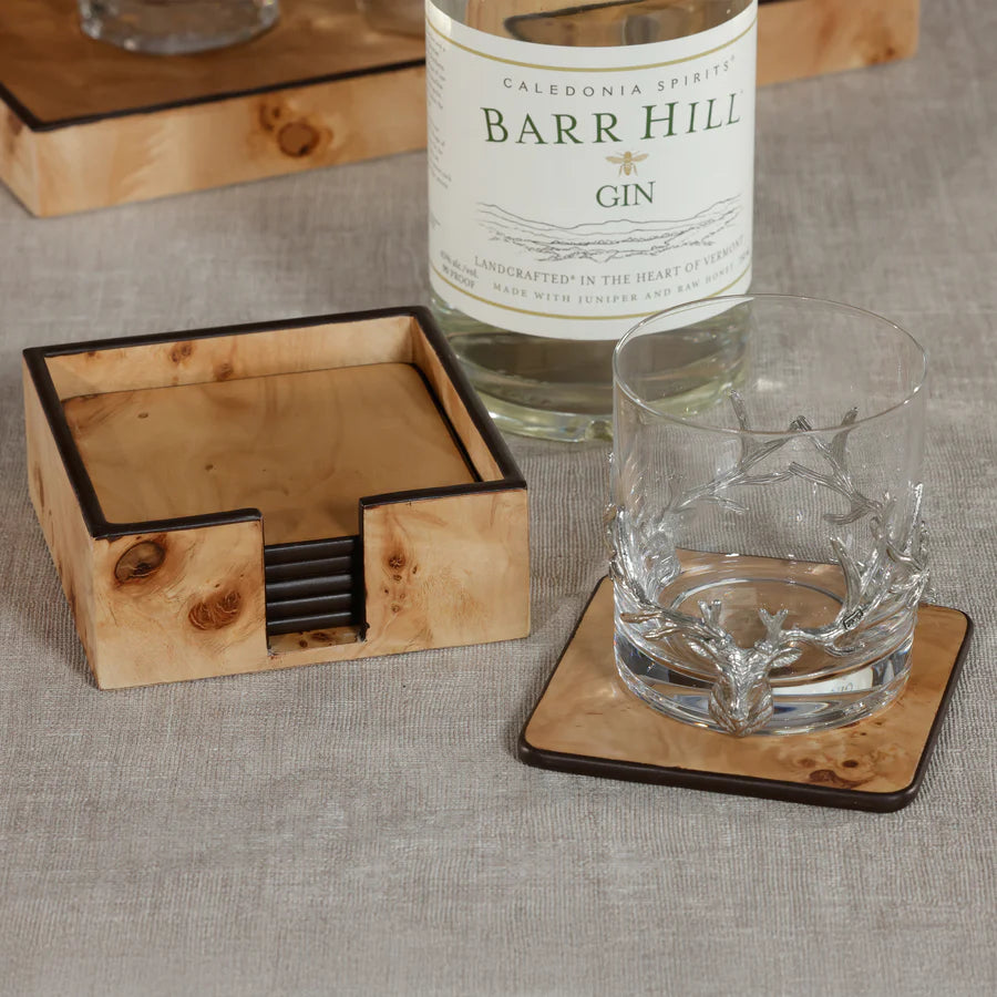 Valberg Burl Veneer Square Coaster Set