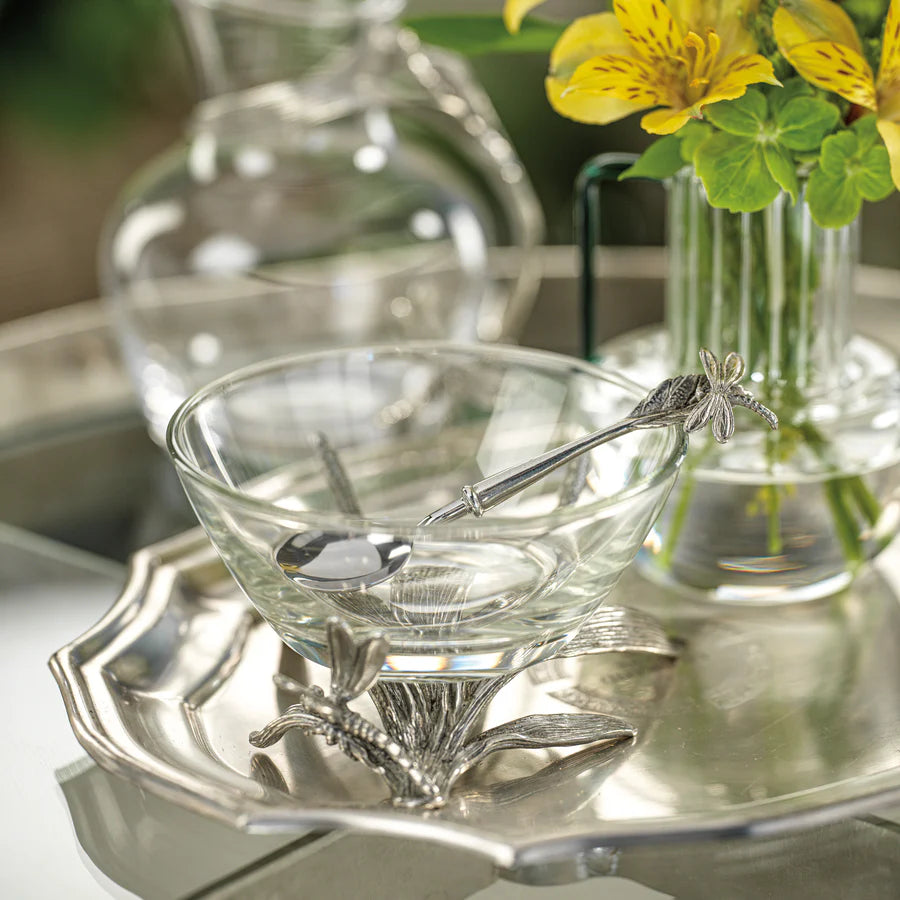Dragonfly Pewter and Glass Bowl