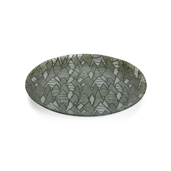 Green Alpine Tree Glass Platter
