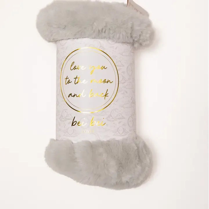 Bei Bei Faux Fur Lovey "Love You To the Moon" Toile Moonlight