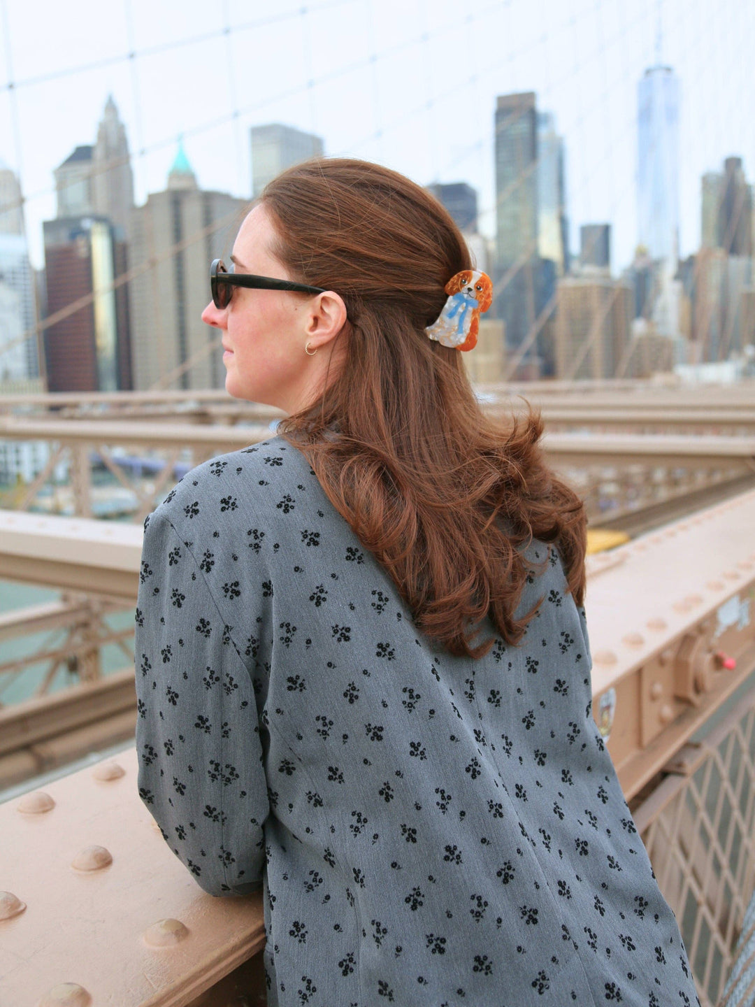 Solar Eclipse Hand-Painted King Charles Claw Hair Clip