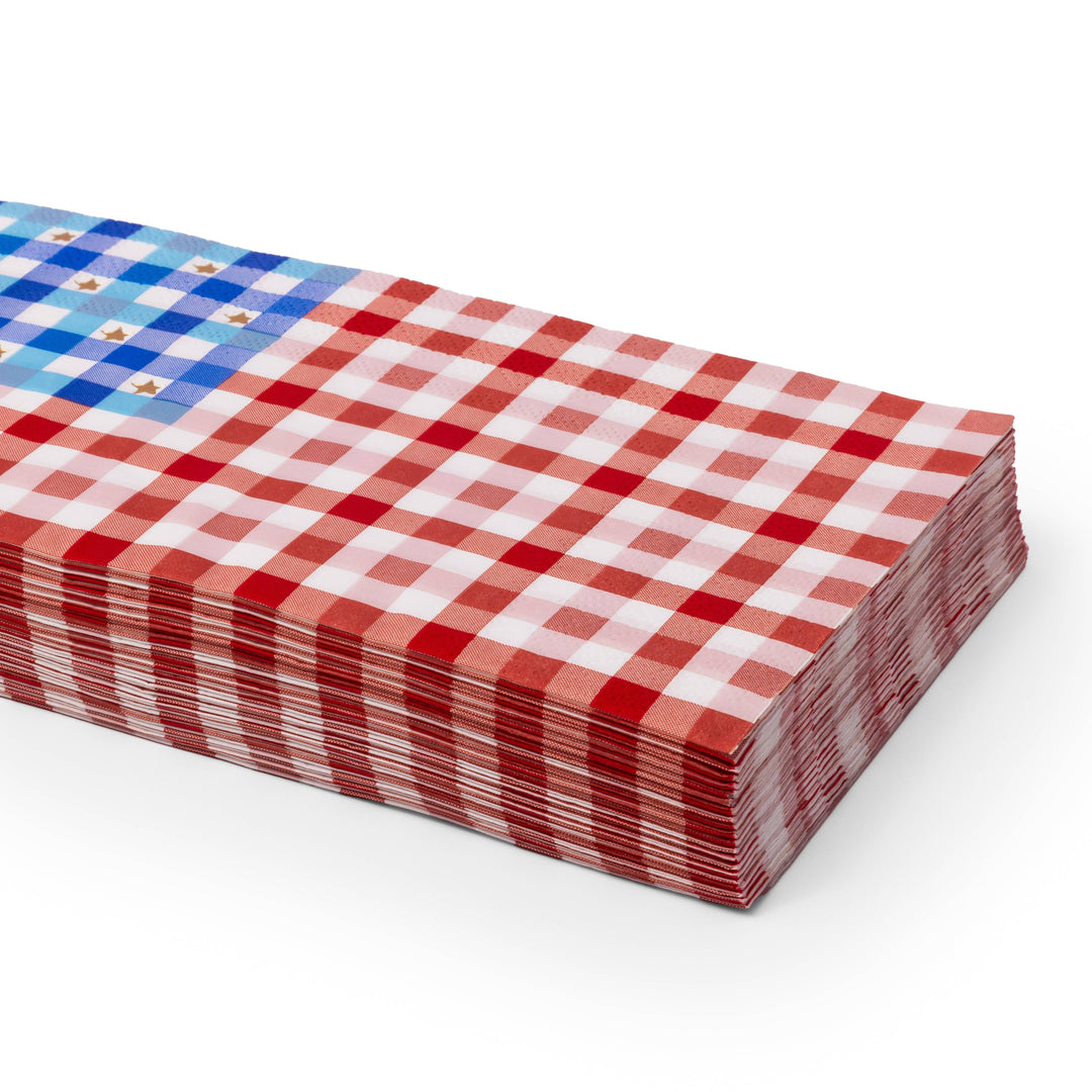 Bonjour Fête American Flag Gingham Paper Guest Towels