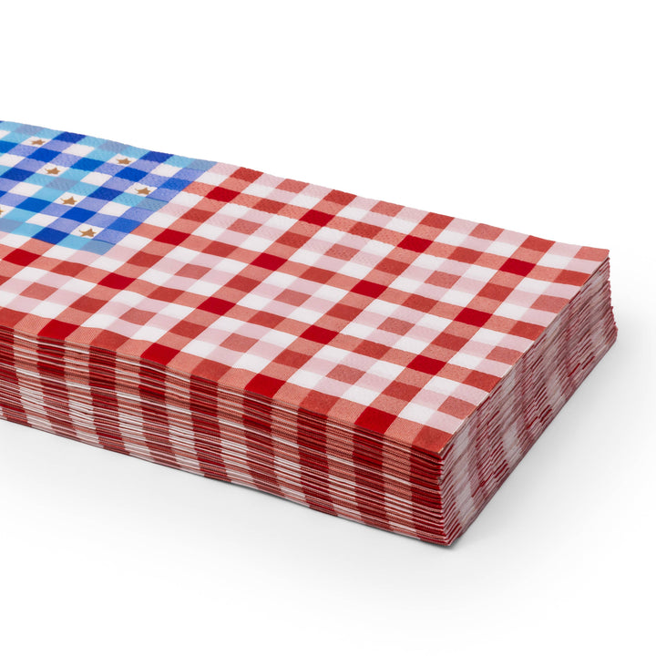 Bonjour Fête American Flag Gingham Paper Guest Towels