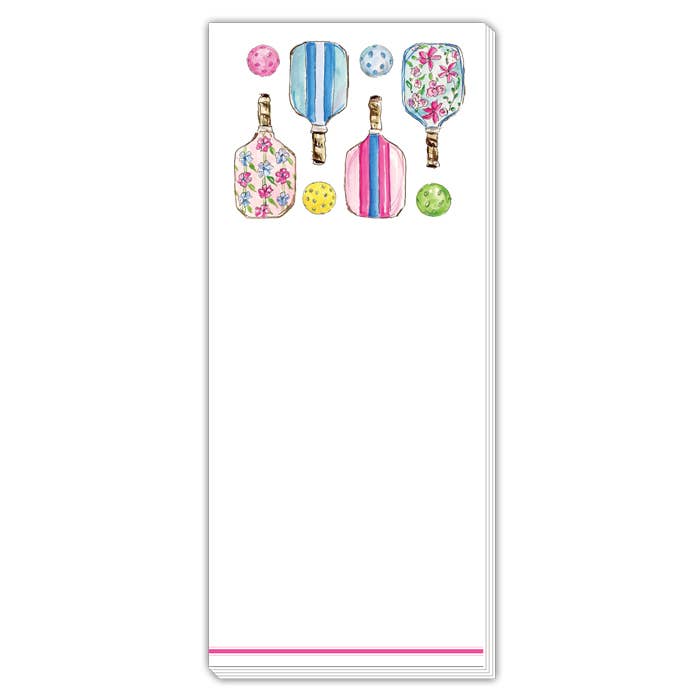 Rosanne Beck Handpainted Preppy Pickleball Paddles Skinny Notepad